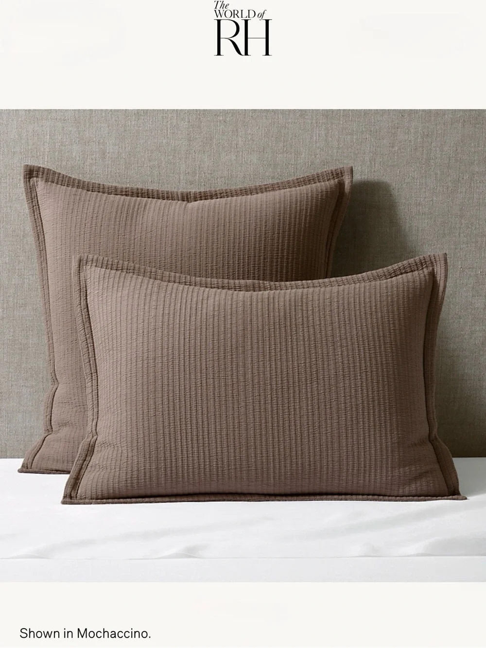RH Euro Sham Organic Cotton Matelassé in Mochaccino brown NEW